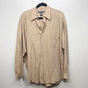 Le Collezioni Structure Mens Button Front Brown Shirt Size Large Casual Workwear